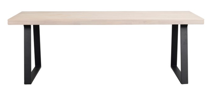 Rowico Brooklyn ruokapöytä 220x95cm, valkopesty tammi/musta U-jalat