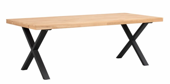 Rowico Brooklyn ruokapöytä 220x95, X-jalat, tammi/musta