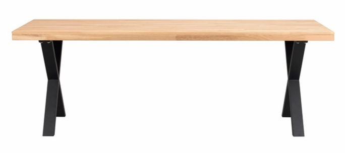 Rowico Brooklyn ruokapöytä 220x95, X-jalat, tammi/musta