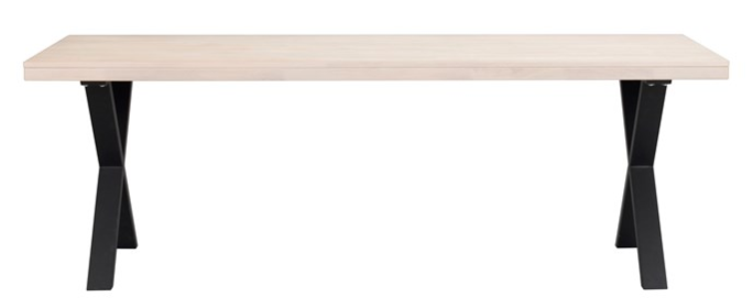 Rowico Brooklyn ruokapöytä 220x95cm, valk/musta X-jalat