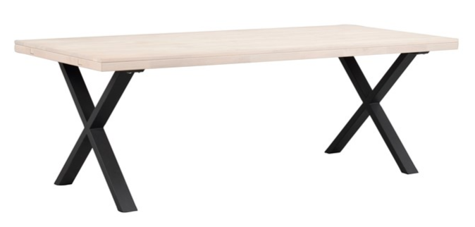 Rowico Brooklyn ruokapöytä 220x95cm, valk/musta X-jalat