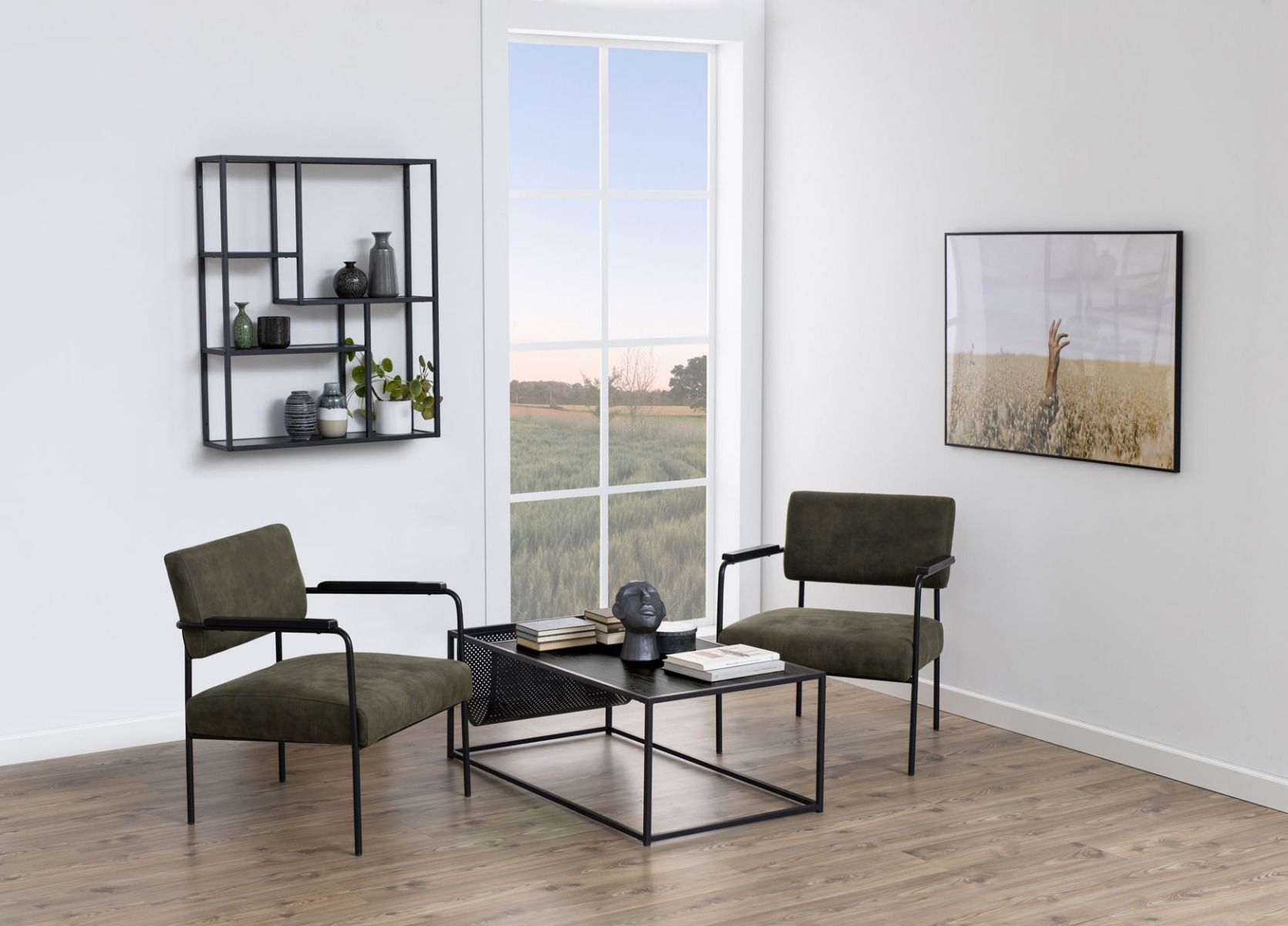 Seaford sohvapöytä lehtikorilla musta 60x110 cm