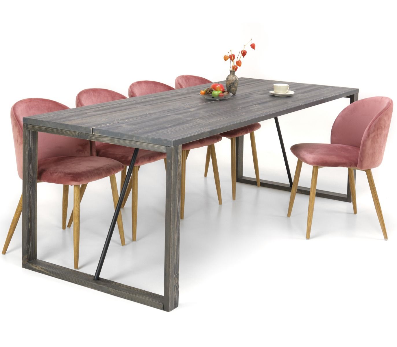 Edna ruokapöytä 220 x 90 cm harmaa, puujalat