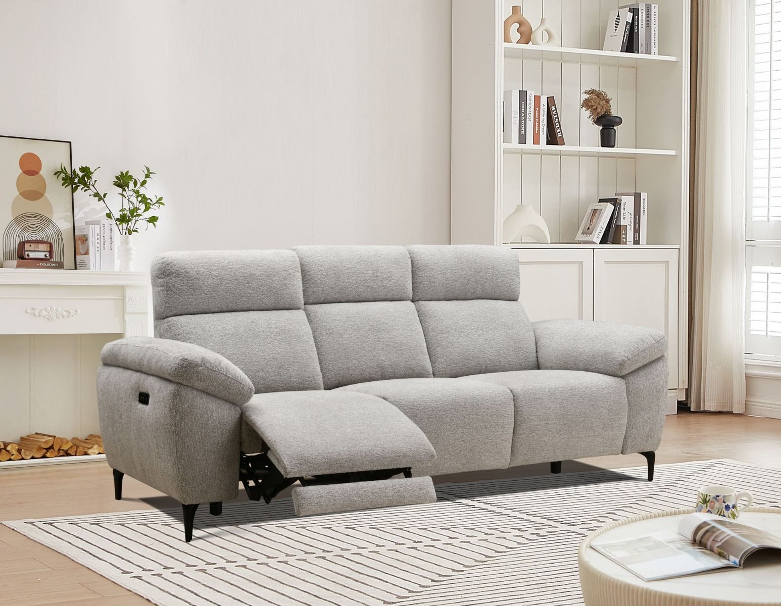 Harmaa mekanismisohva