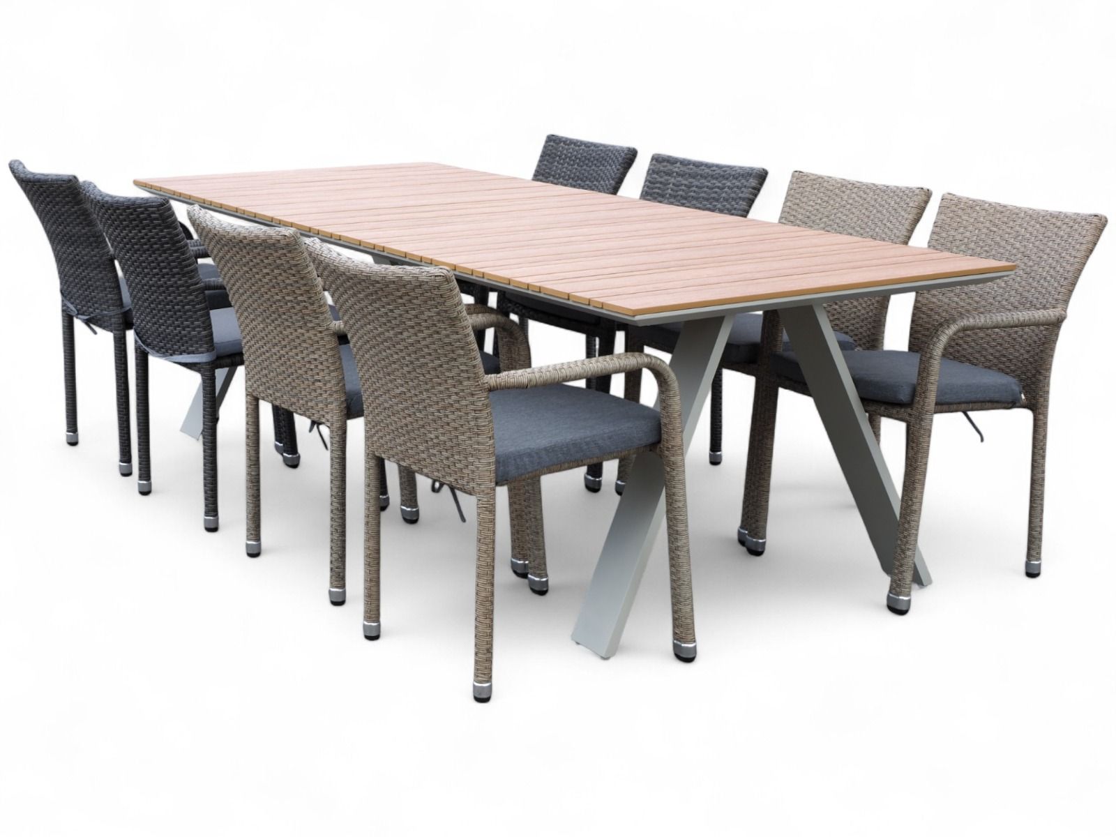 Cannes terassipöytä 250 cm + Apollo tuolit, eri värejä