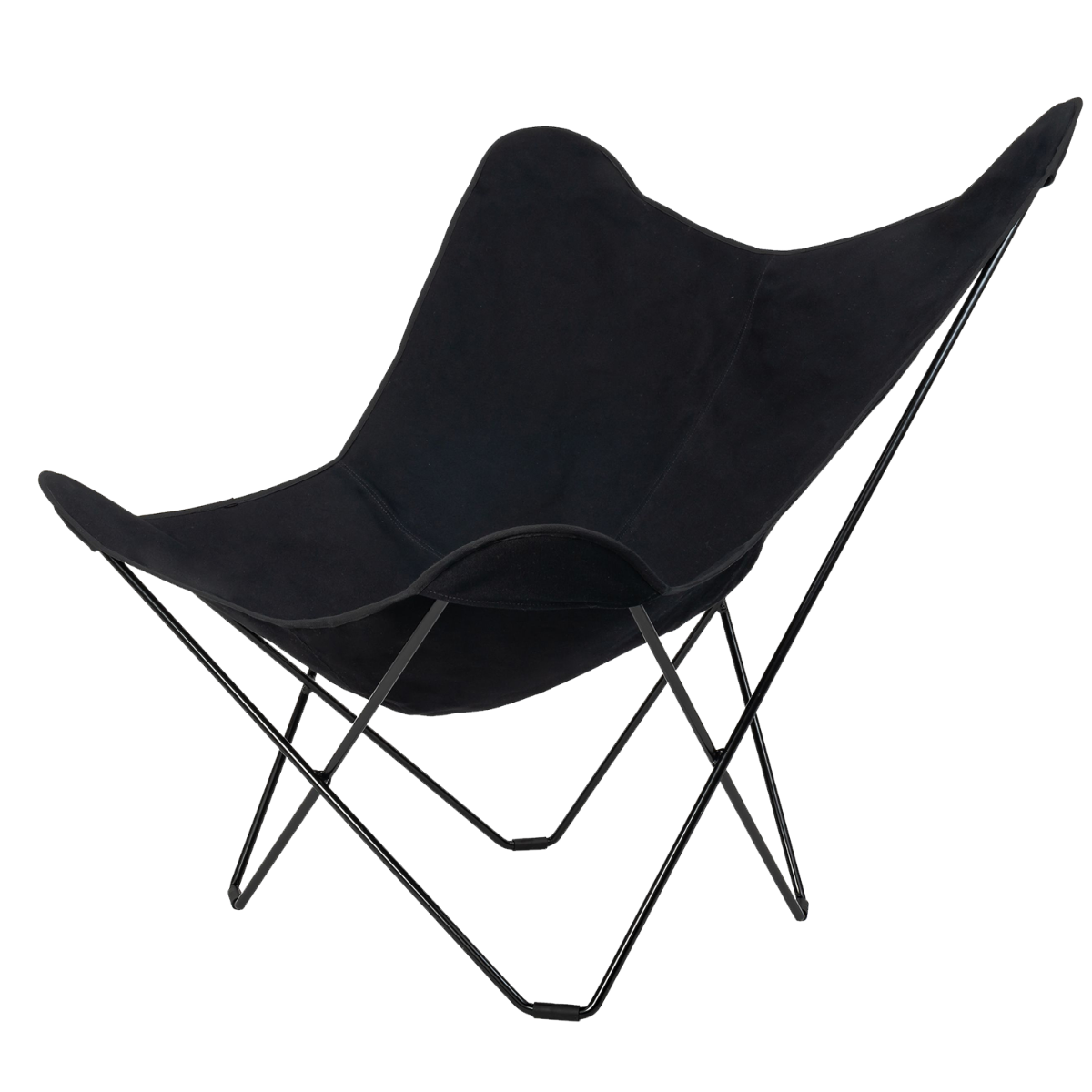 Uusittu Cuero Canvas Mariposa musta lepakkotuoli