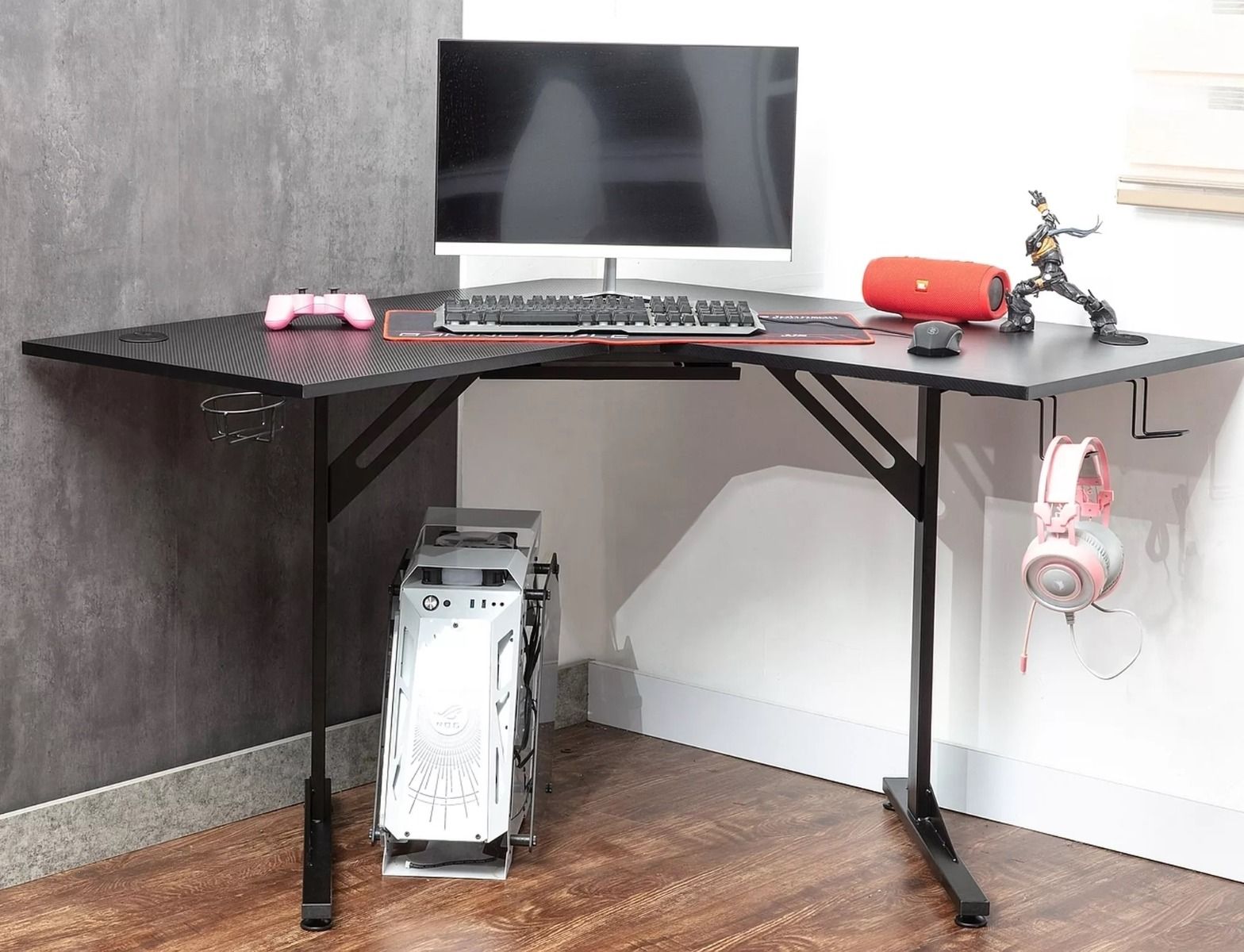 Carbon pelipöytä kulmamallinen