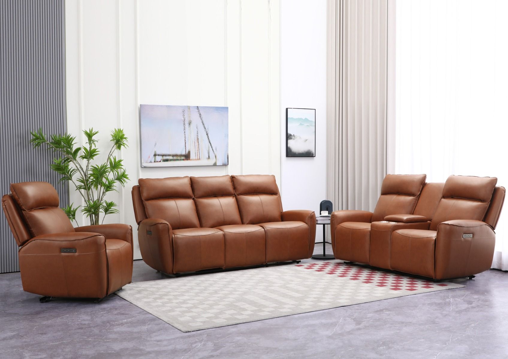 Champion 3+2+1 sohvakalusto mekanismeilla, ruskea nahka