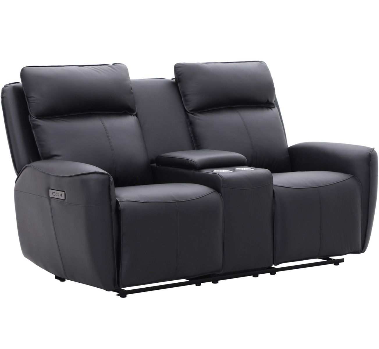 Champion kotiteatterisohva sähkömekanismeilla, musta nahka