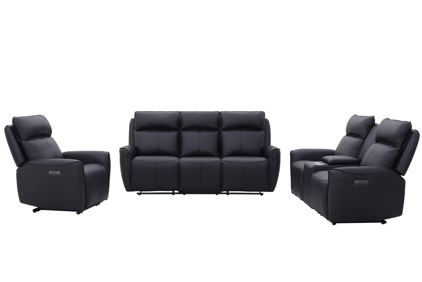 Champion 3+2+1 sohvakalusto mekanismeilla, musta nahka