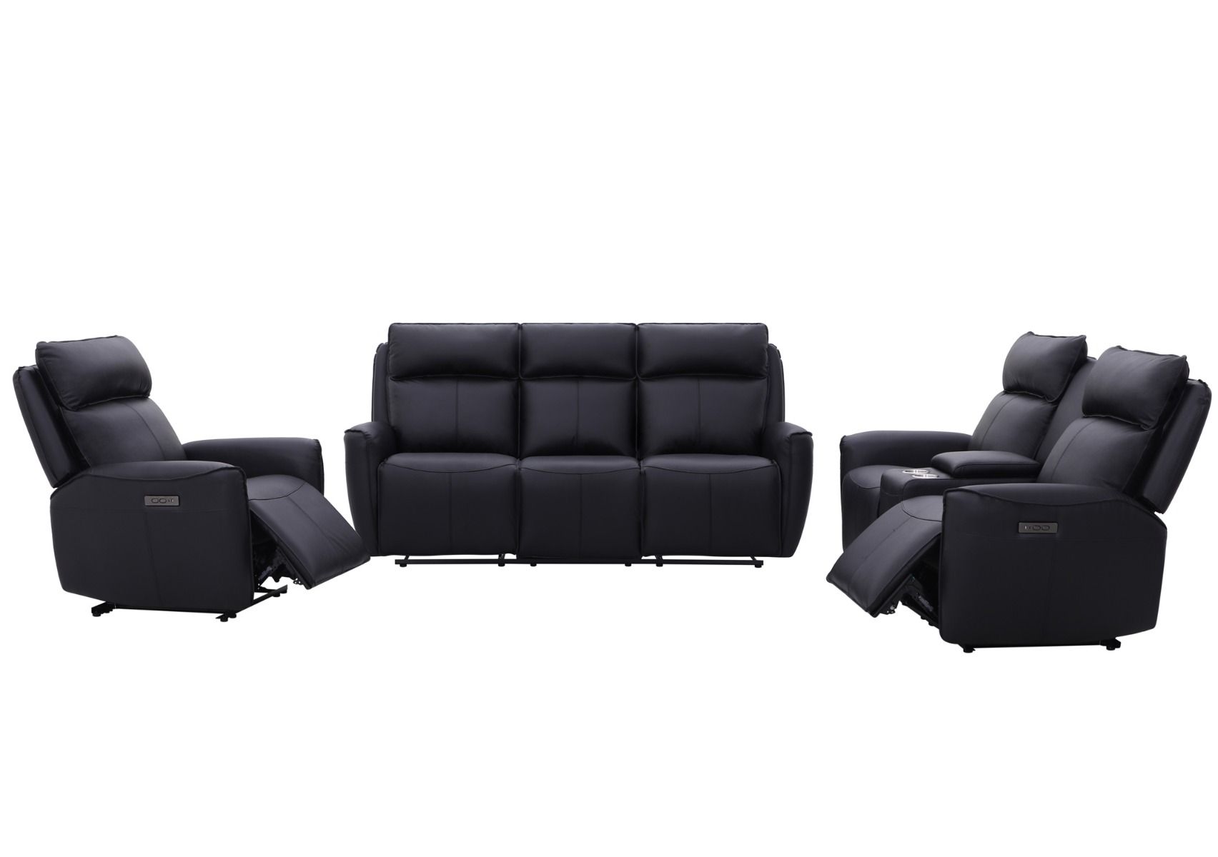 Champion 3+2+1 sohvakalusto mekanismeilla, musta nahka