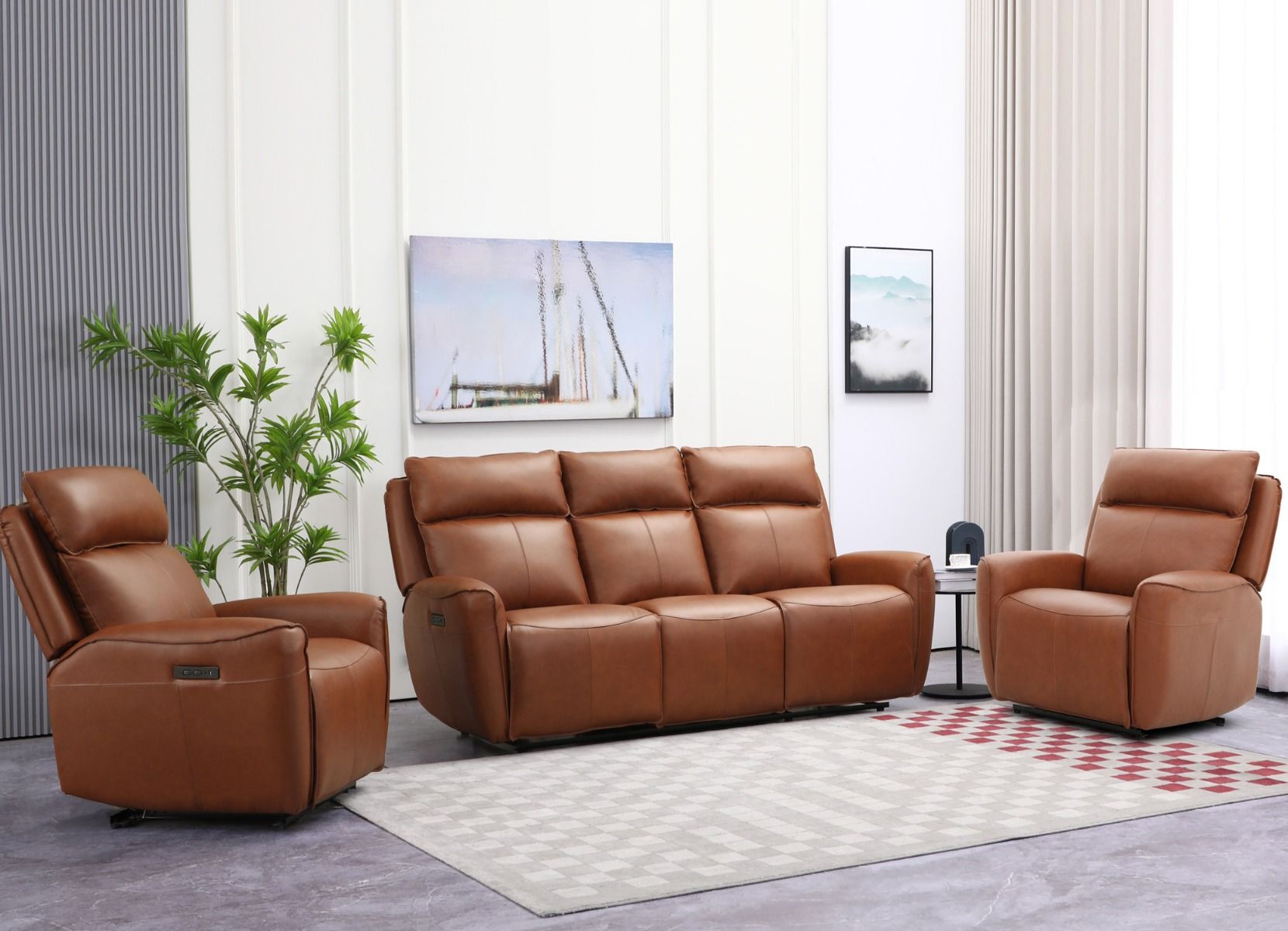 Champion 3+1+1 sohvakalusto mekanismeilla, ruskea nahka