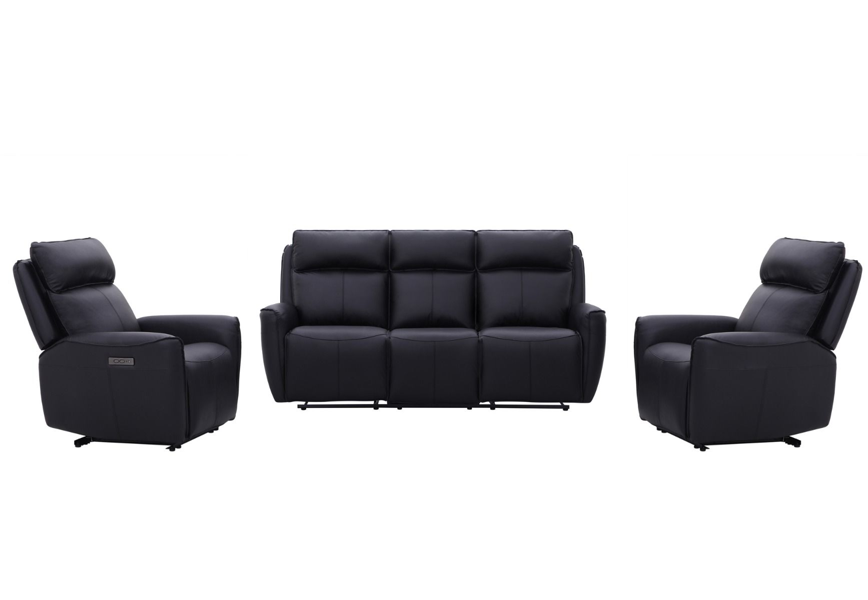 Champion 3+1+1 sohvakalusto mekanismeilla, musta nahka