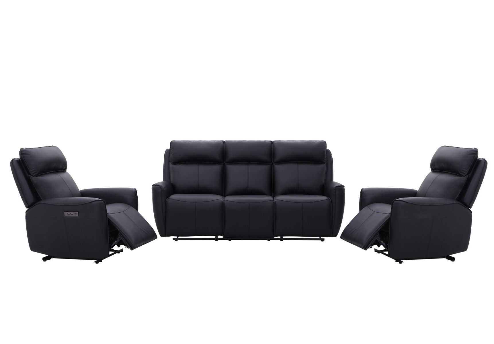 Champion 3+1+1 sohvakalusto mekanismeilla, musta nahka