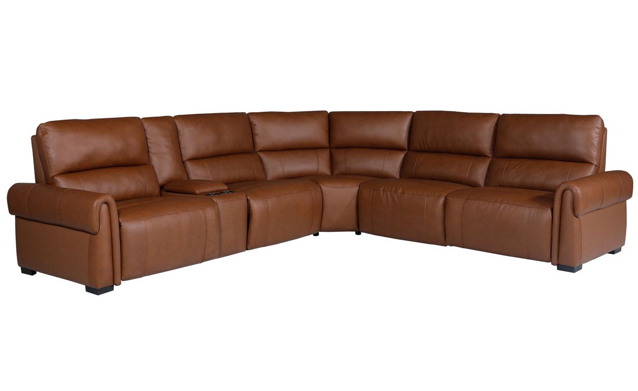 Chicago sähkörecliner kulmasohva, ruskea nahka