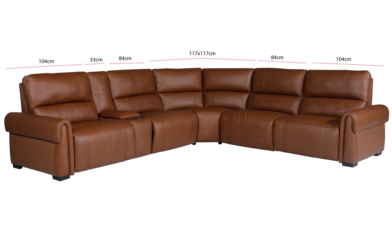 Chicago sähkörecliner kulmasohva, ruskea nahka