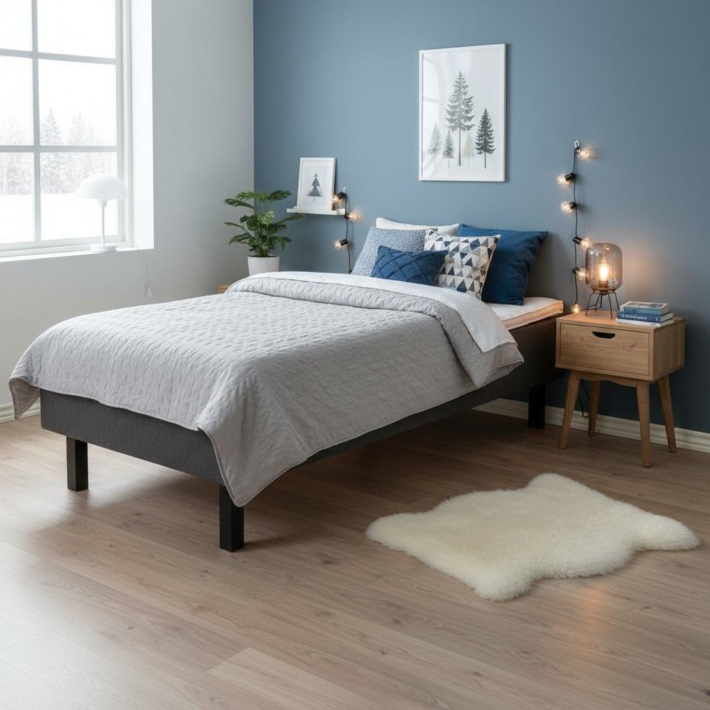 Kotimainen Classic runkopatjasänky 80x200 makuuhuoneessa