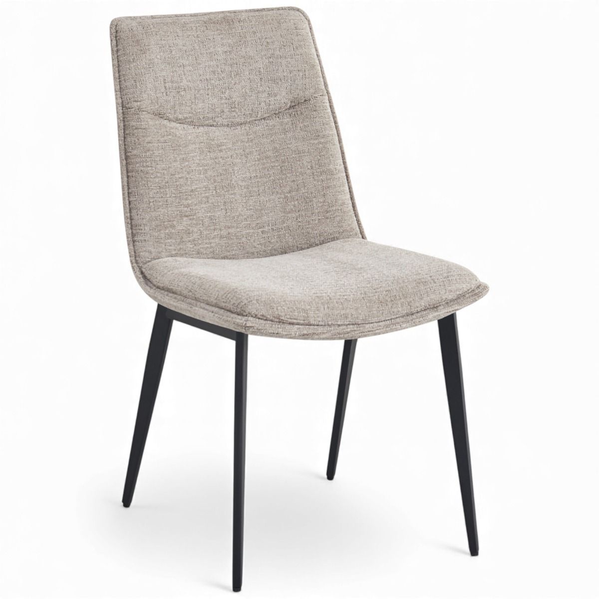Khakin värinen Core ruokapöydän tuoli kangasverhoilulla ja mustilla jaloilla