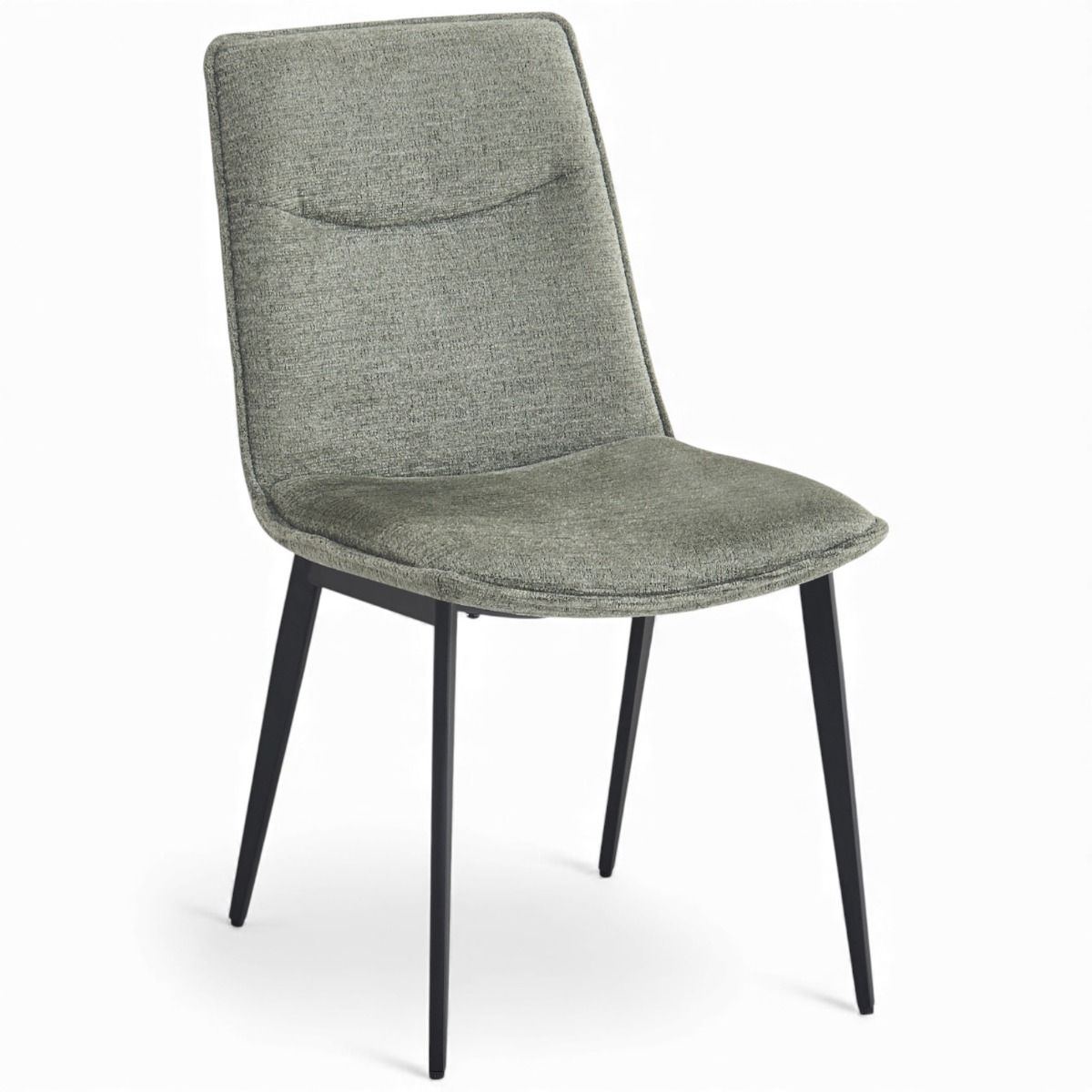 Core ruokapöydäntuoli, jossa vihreä kangasverhoilu ja mustat jalat