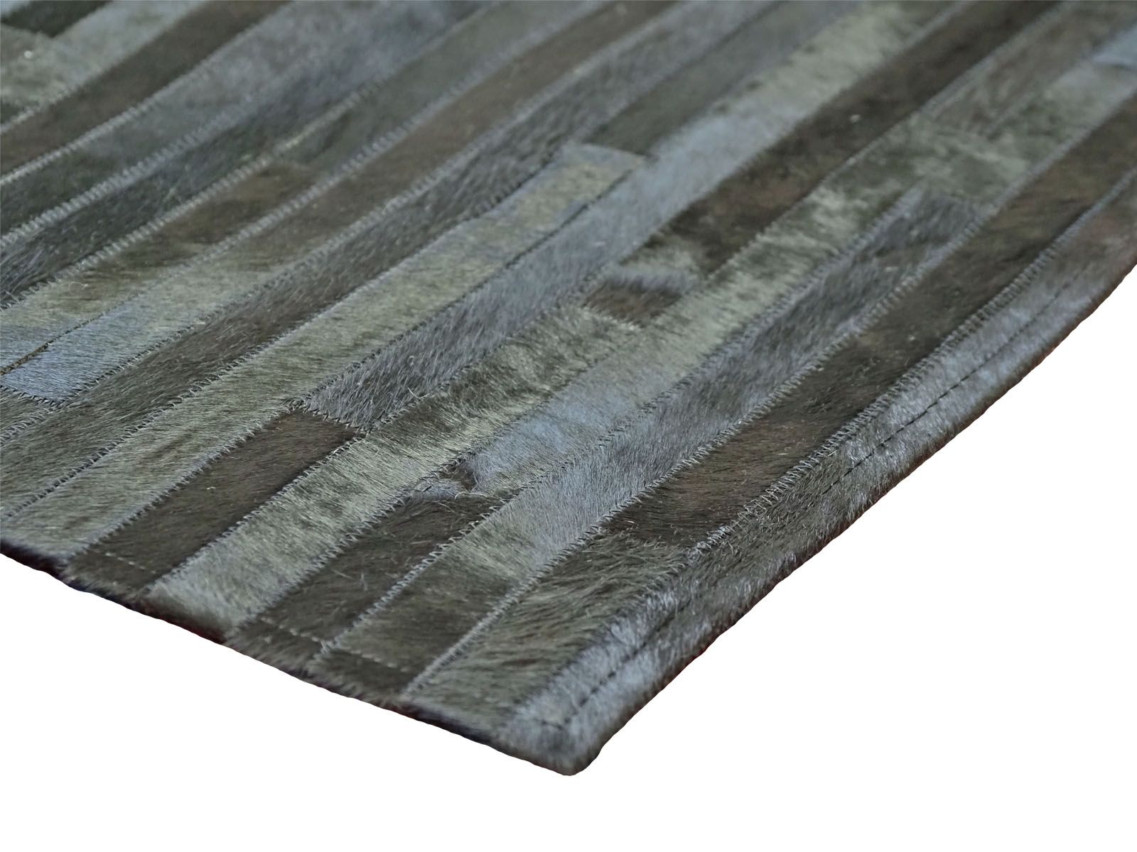 Härännahka-matto musta, raita 160x230 cm