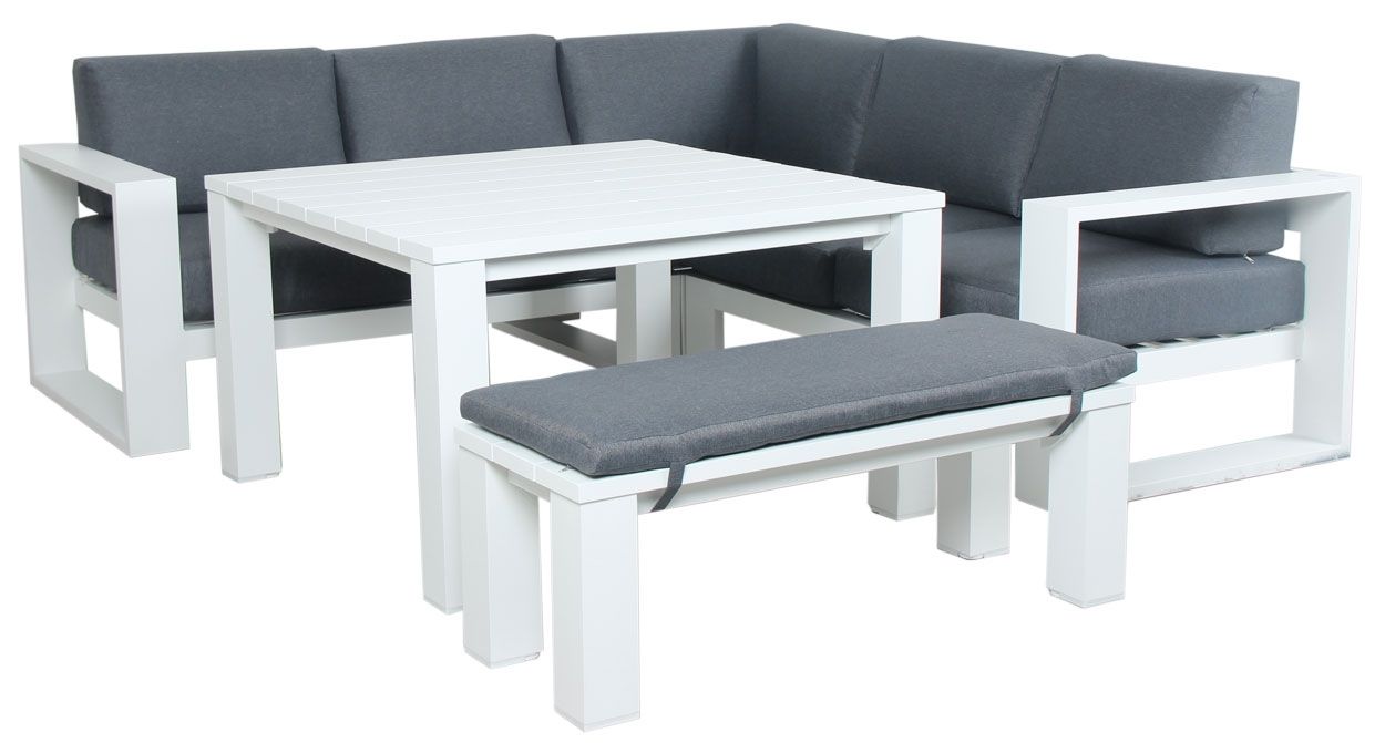 Cube kulmasohvasetti alumiini, valkoinen