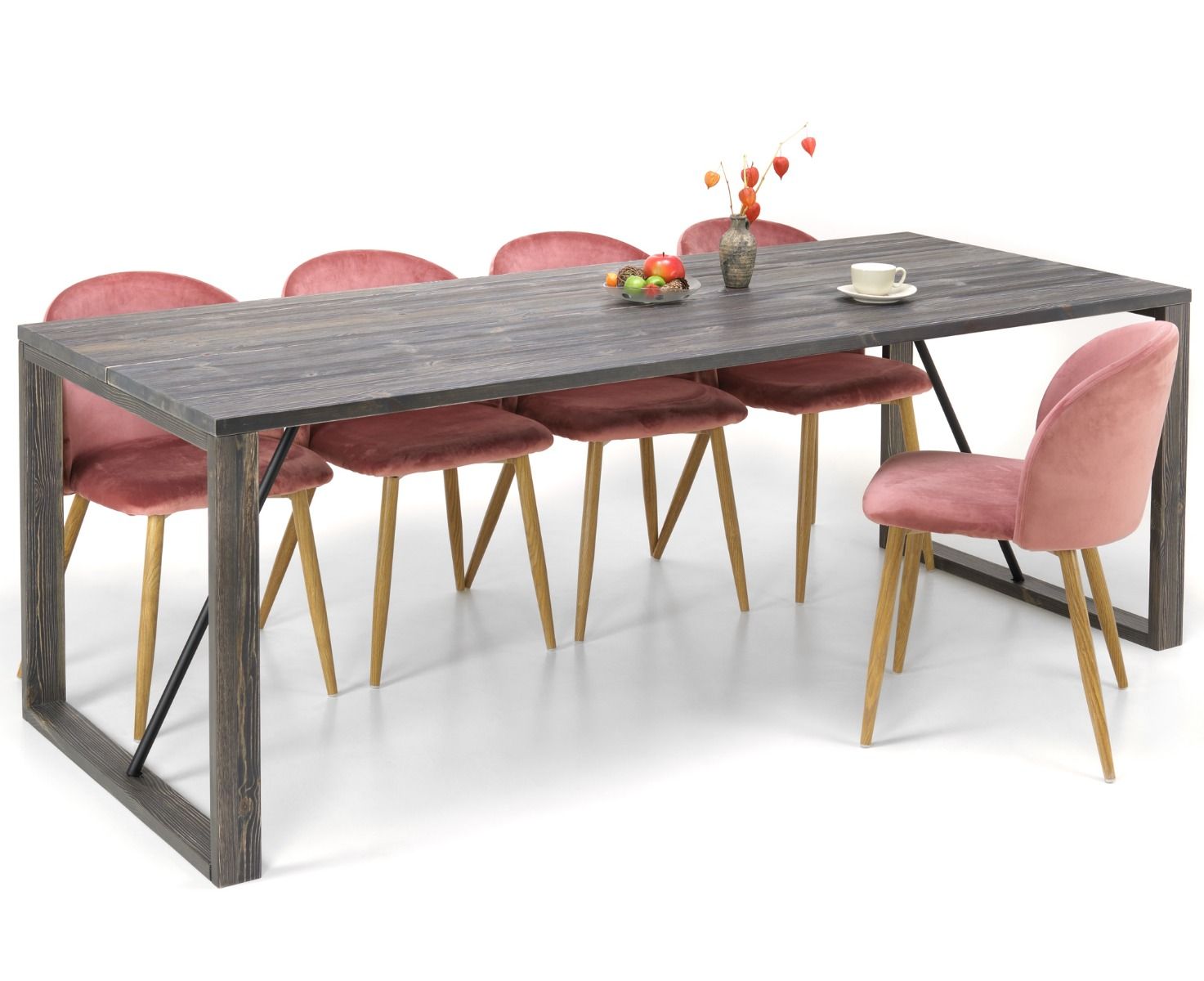 Edna ruokapöytä 220 x 90 cm harmaa, puujalat