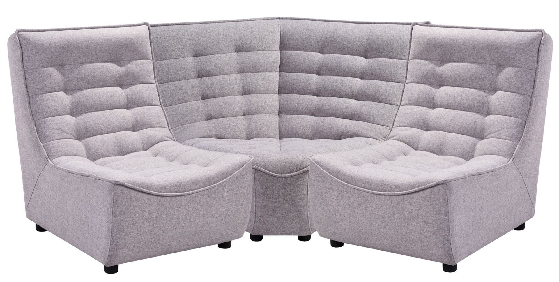 Pieni vaaleanharmaa kulmasohva