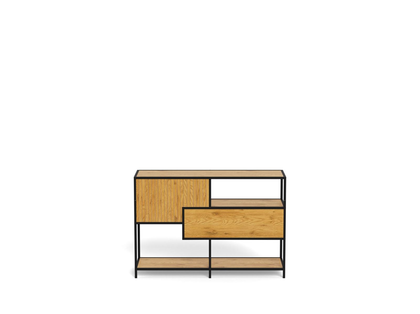Seaford avohylly 9 laatikoilla tammi-musta 114x35x78 cm