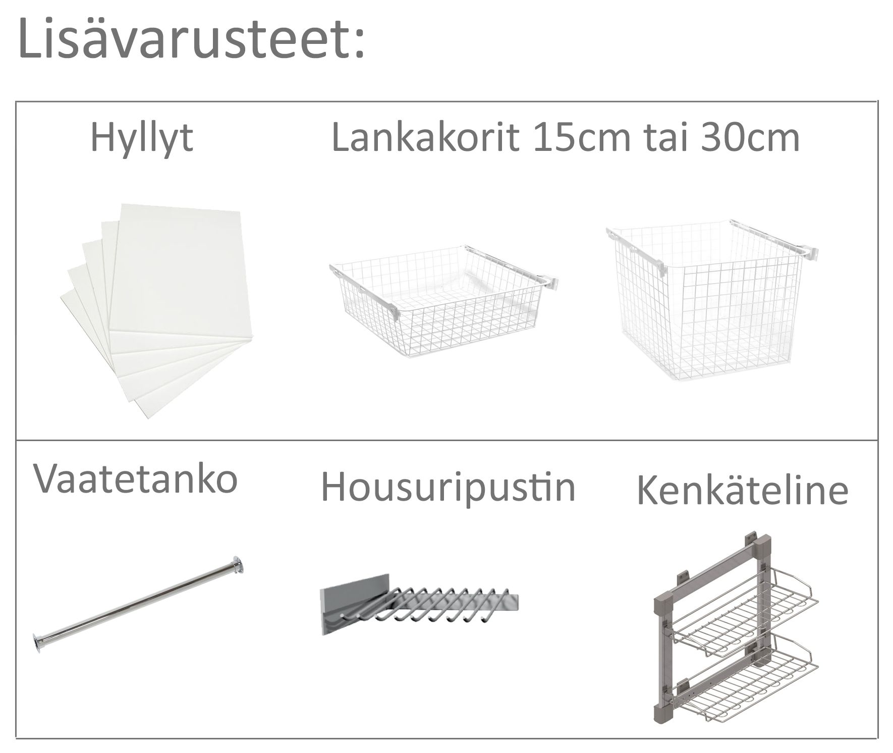 Hiipakka Eazy-komero 50 x 191 cm, muokattava