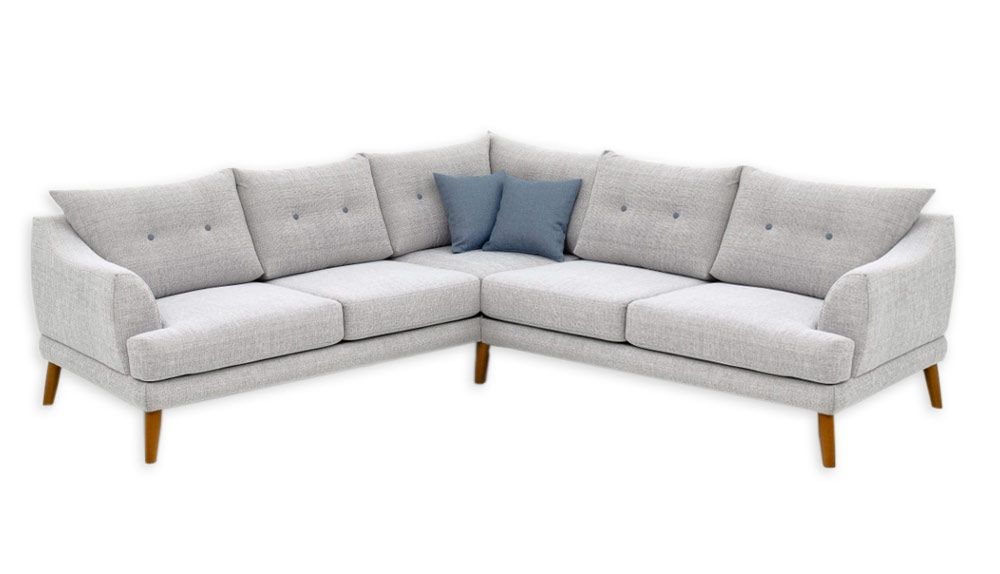 Eden kulmasohva, paljon eri värejä