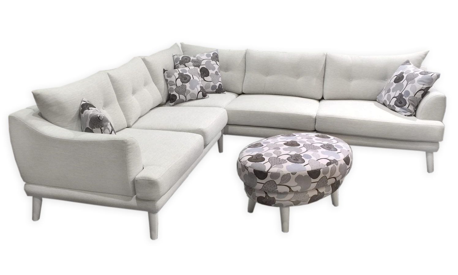 Eden kulmasohva, paljon eri värejä