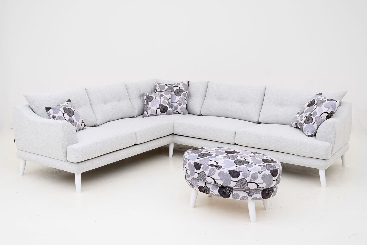 Eden kulmasohva, paljon eri värejä