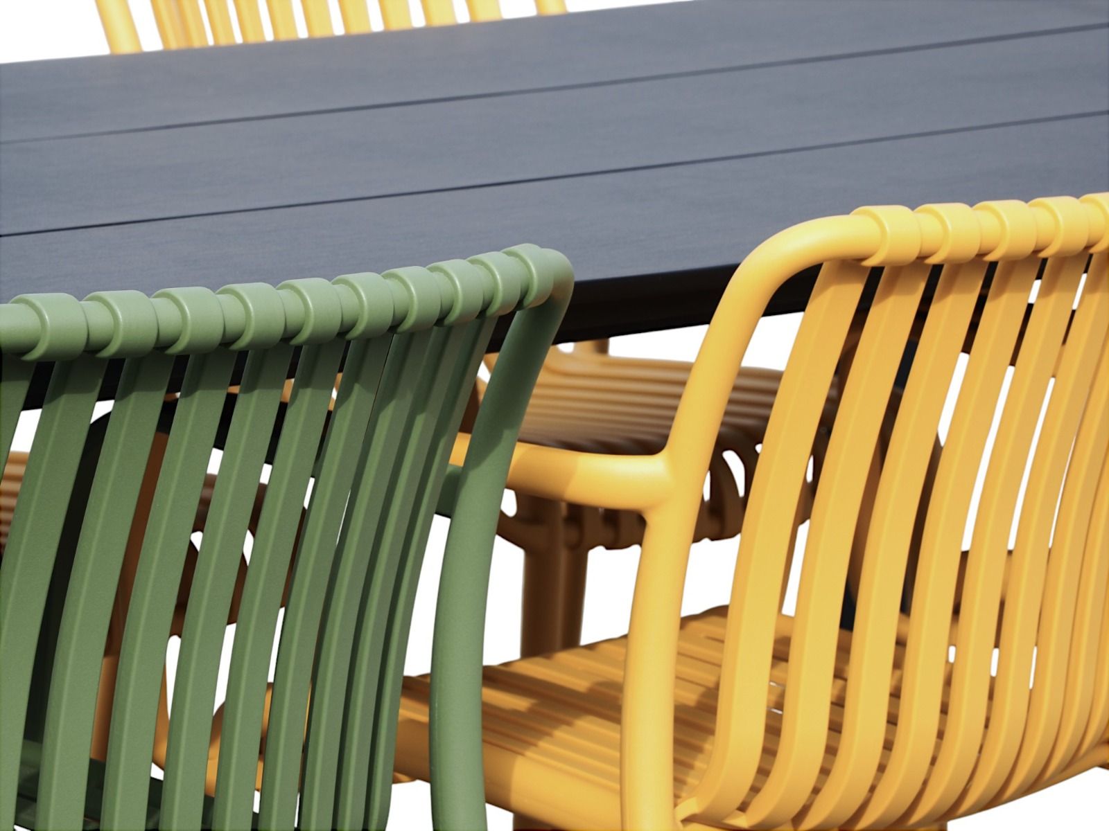 Edward terassipöytä + 6 Brandon tuolia, eri värejä