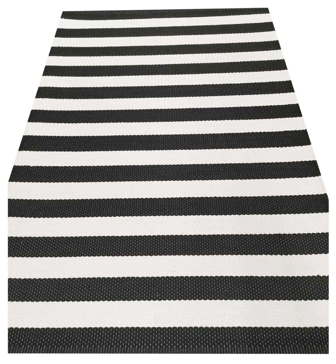 Mustaavalkoinen raita matto kierrätyskuteesta