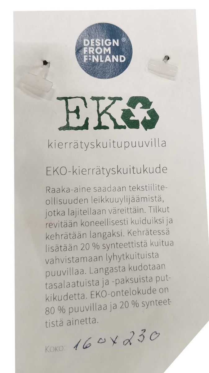 Eko puuvillamatto musta-valkoinen 160x230cm