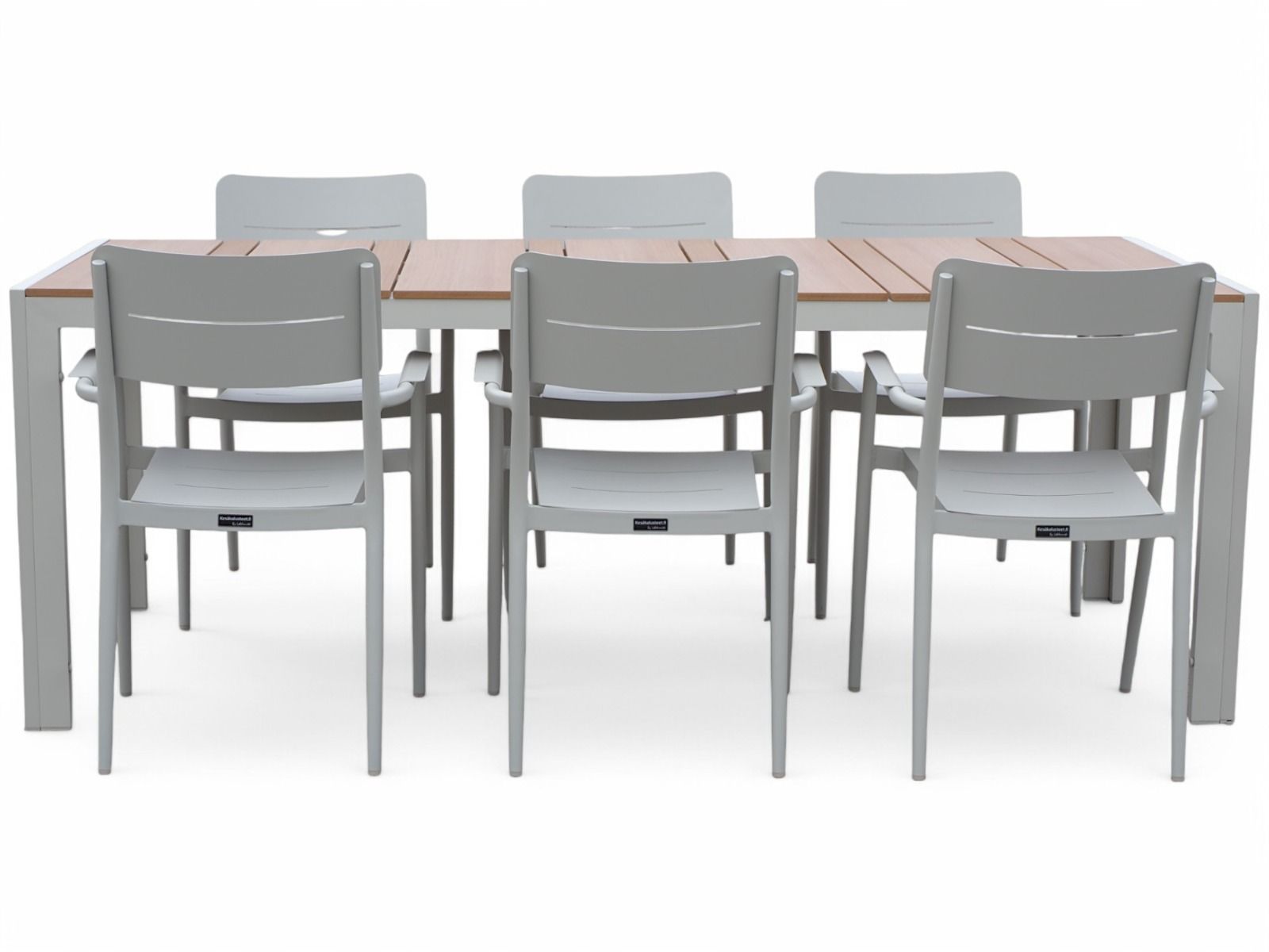 Erika terassipöytä + 6 Togo tuolia, valkoinen