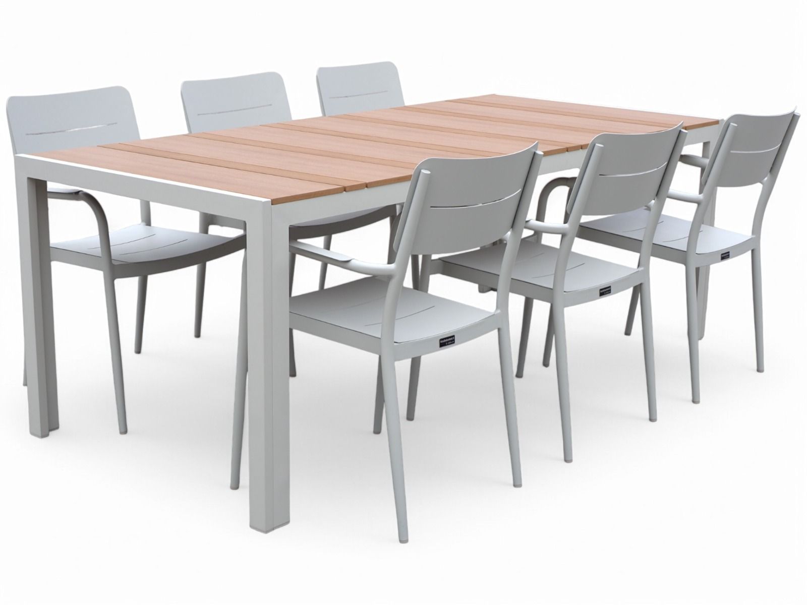 Erika terassipöytä + 6 Togo tuolia, valkoinen