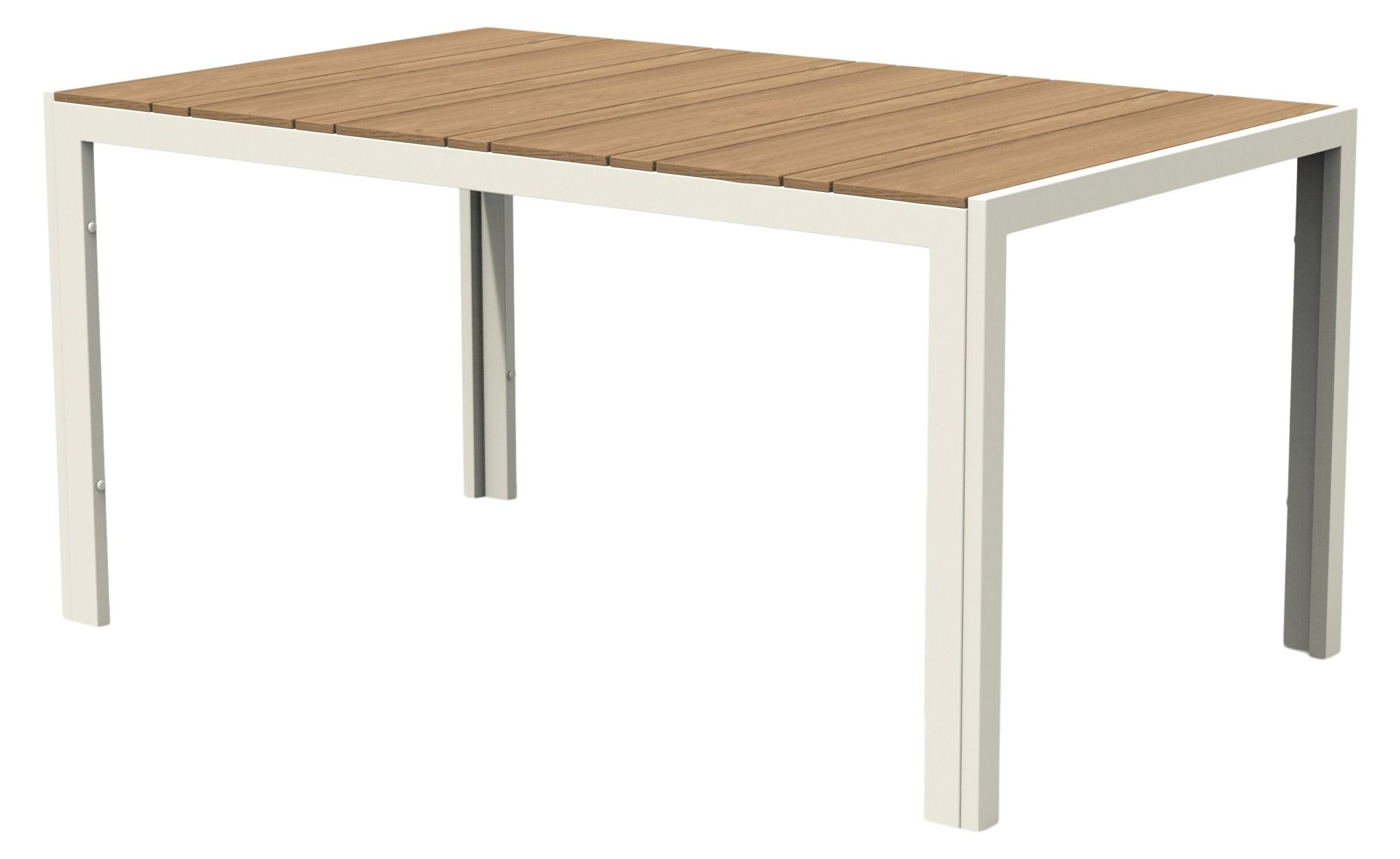 Erika terassipöytä 90x150 vaalealla rungolla ja puunvärisellä lankkukannella