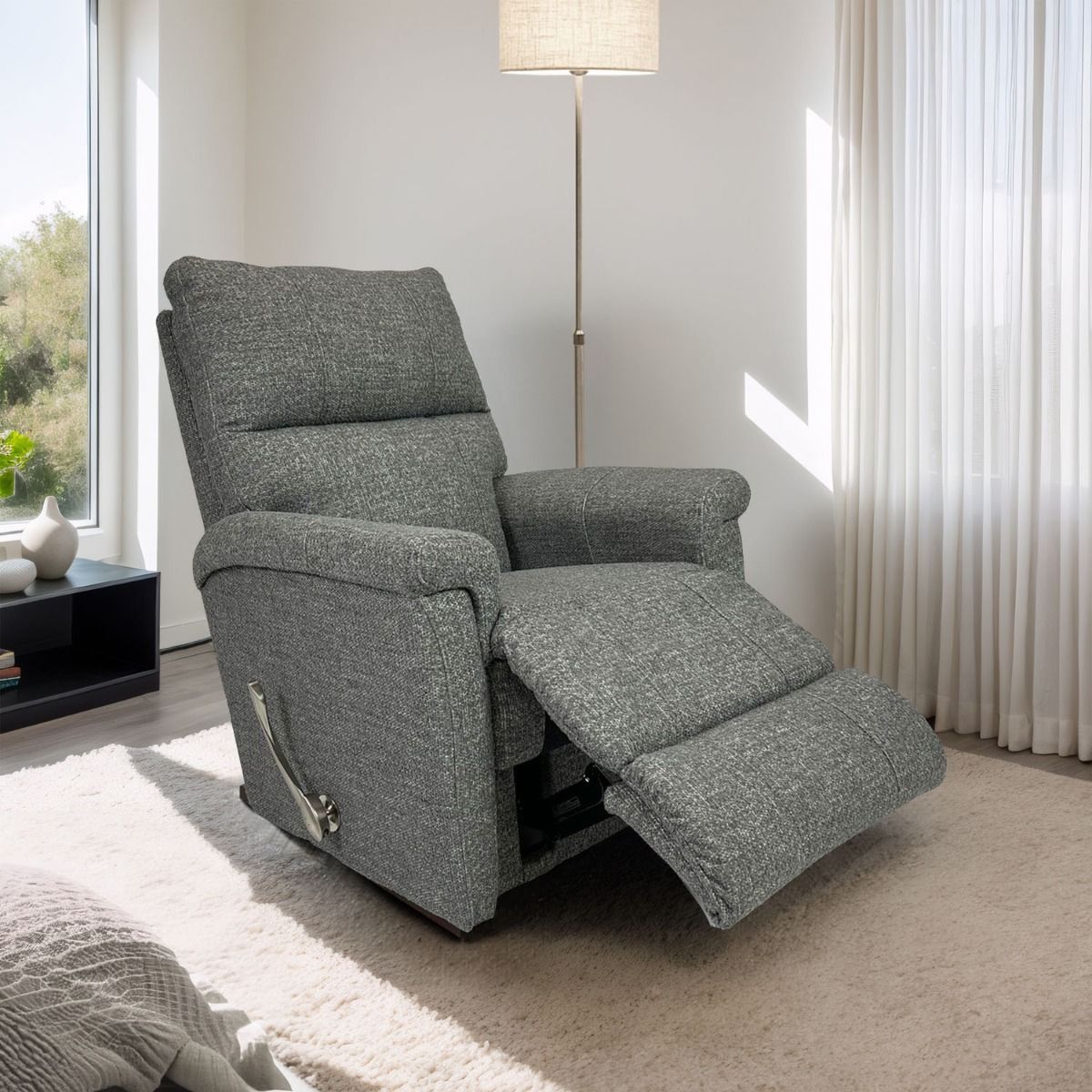 La-Z-Boy Ethan recliner mekanismituoli harmaalla kangasverhoilulla