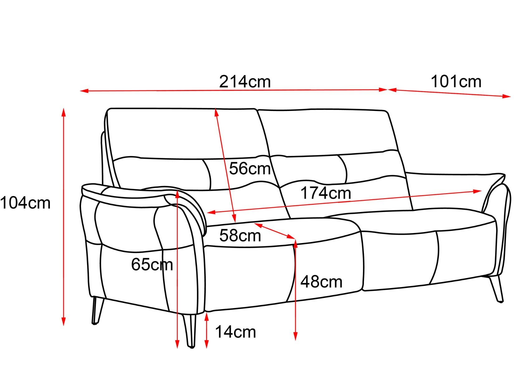 Bianca nahkasohva sähkömekanismeilla, musta nahka