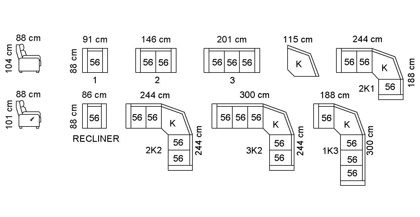Unico Flamingo 2-istuttava nahkasohva, eri värejä