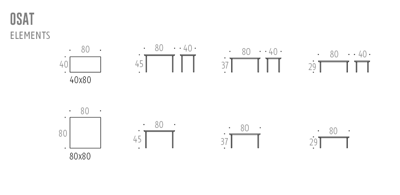 Interface Flat sohvapöytä, eri vaihtoehtoja