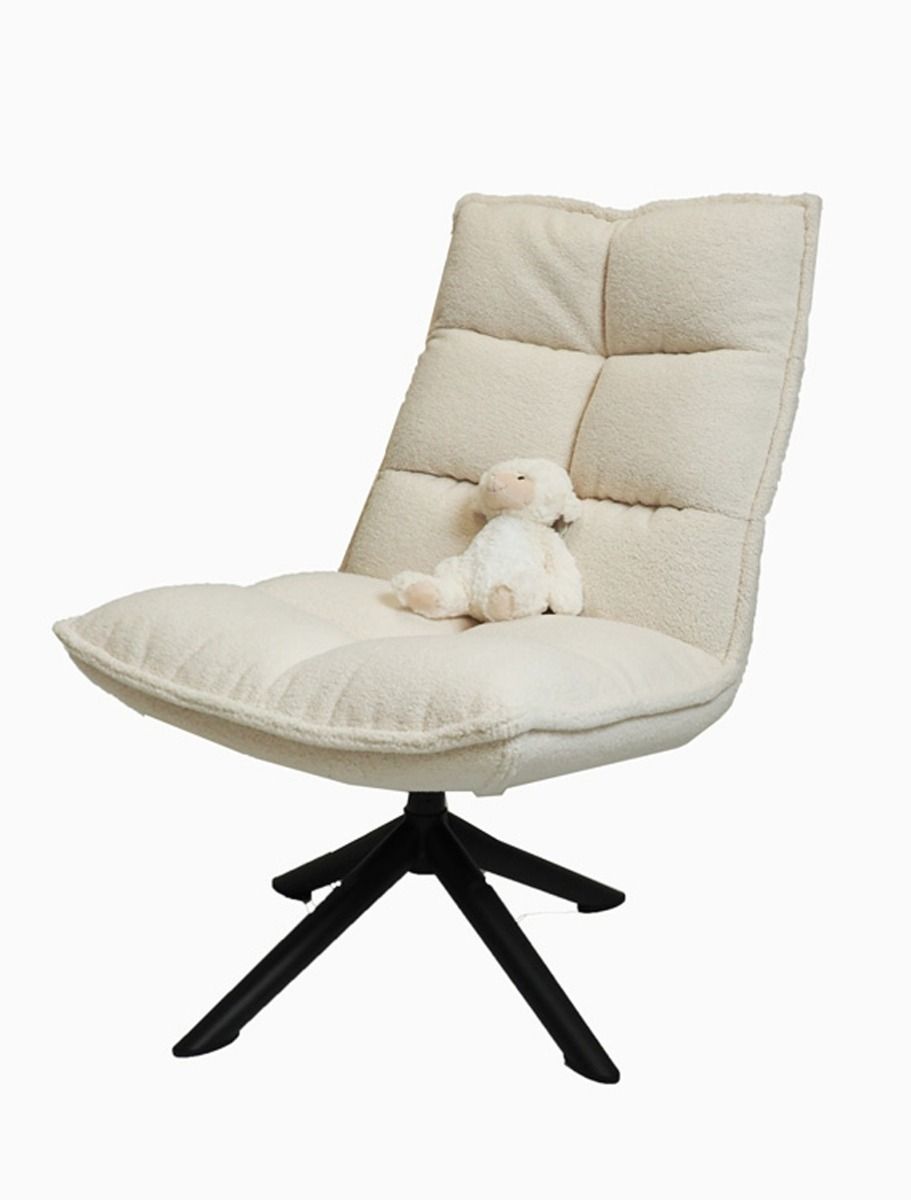 Flow lepotuoli pyörivä, vaalea teddykangas