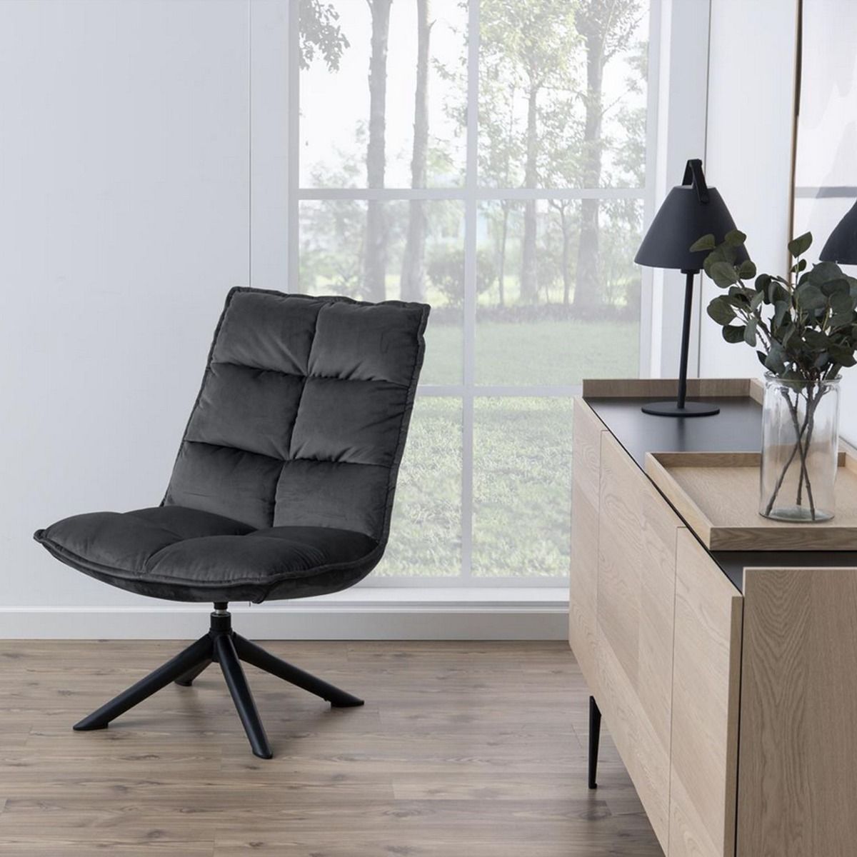 Flow lepotuoli pyörivä, antrasiitti