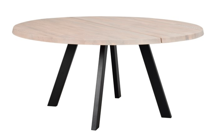 Rowico Fred Ruokapöytä, valkopesty tammi/musta