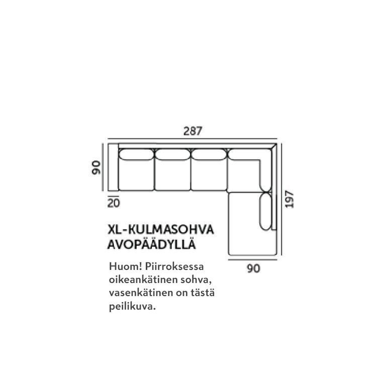 Gamma XL avokulmasohva tummanharmaa