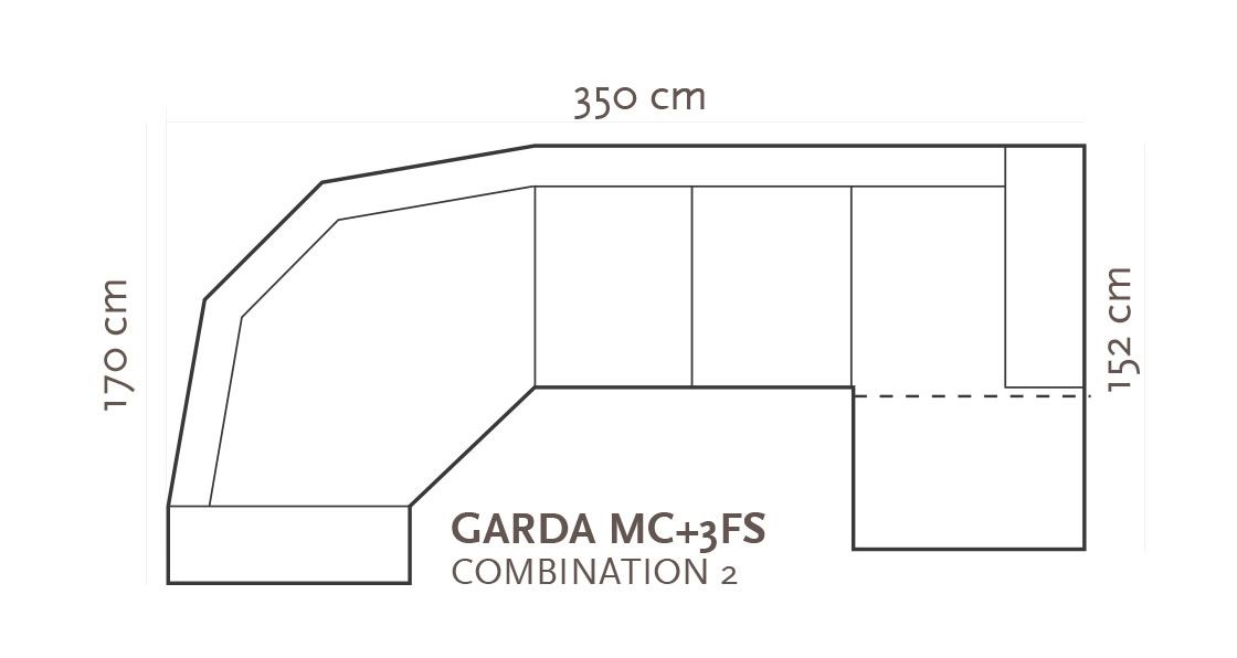 Garda 60-kulmasohva, eri värejä