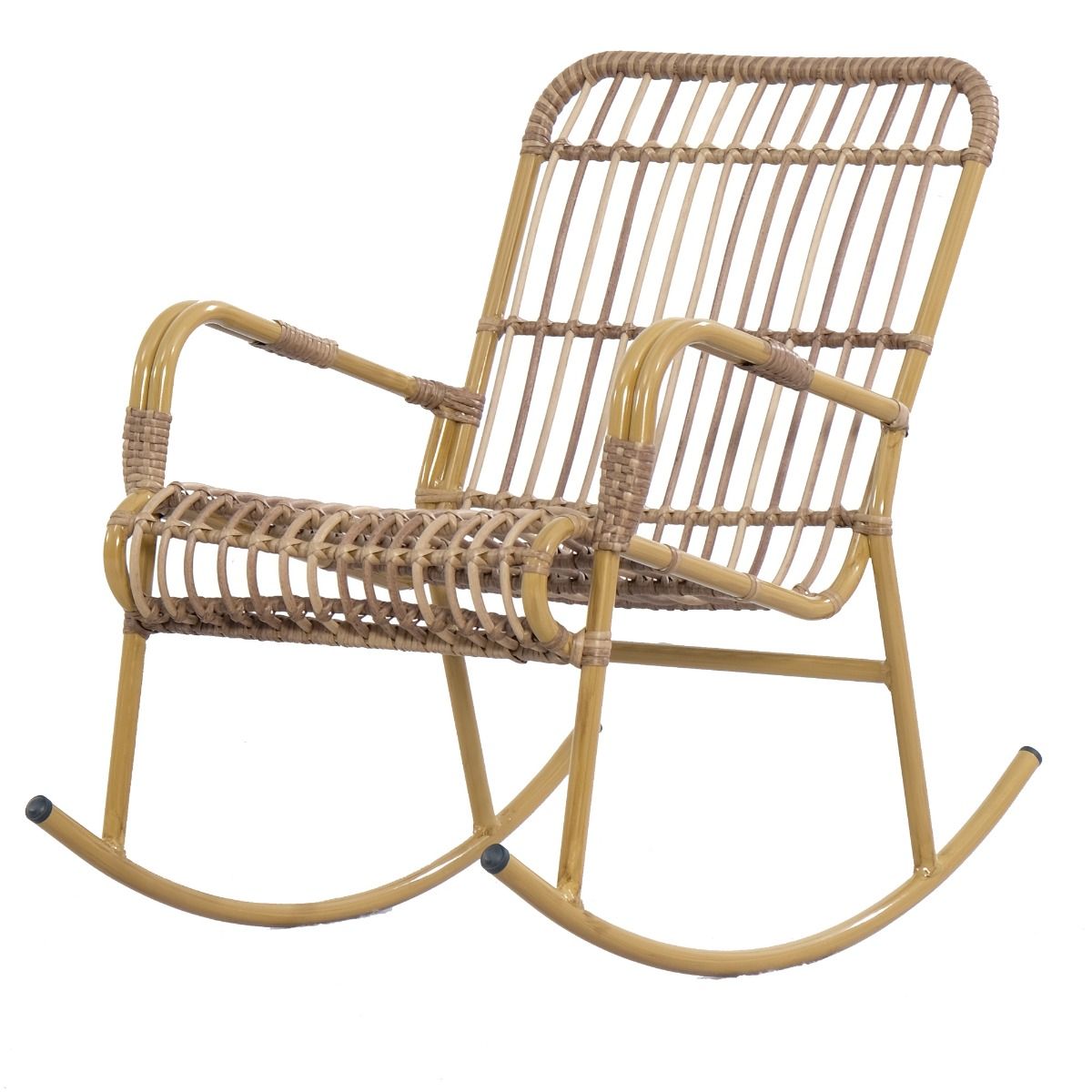 Luonnonvärinen rottinkinen keinutuoli ulkokäyttöön