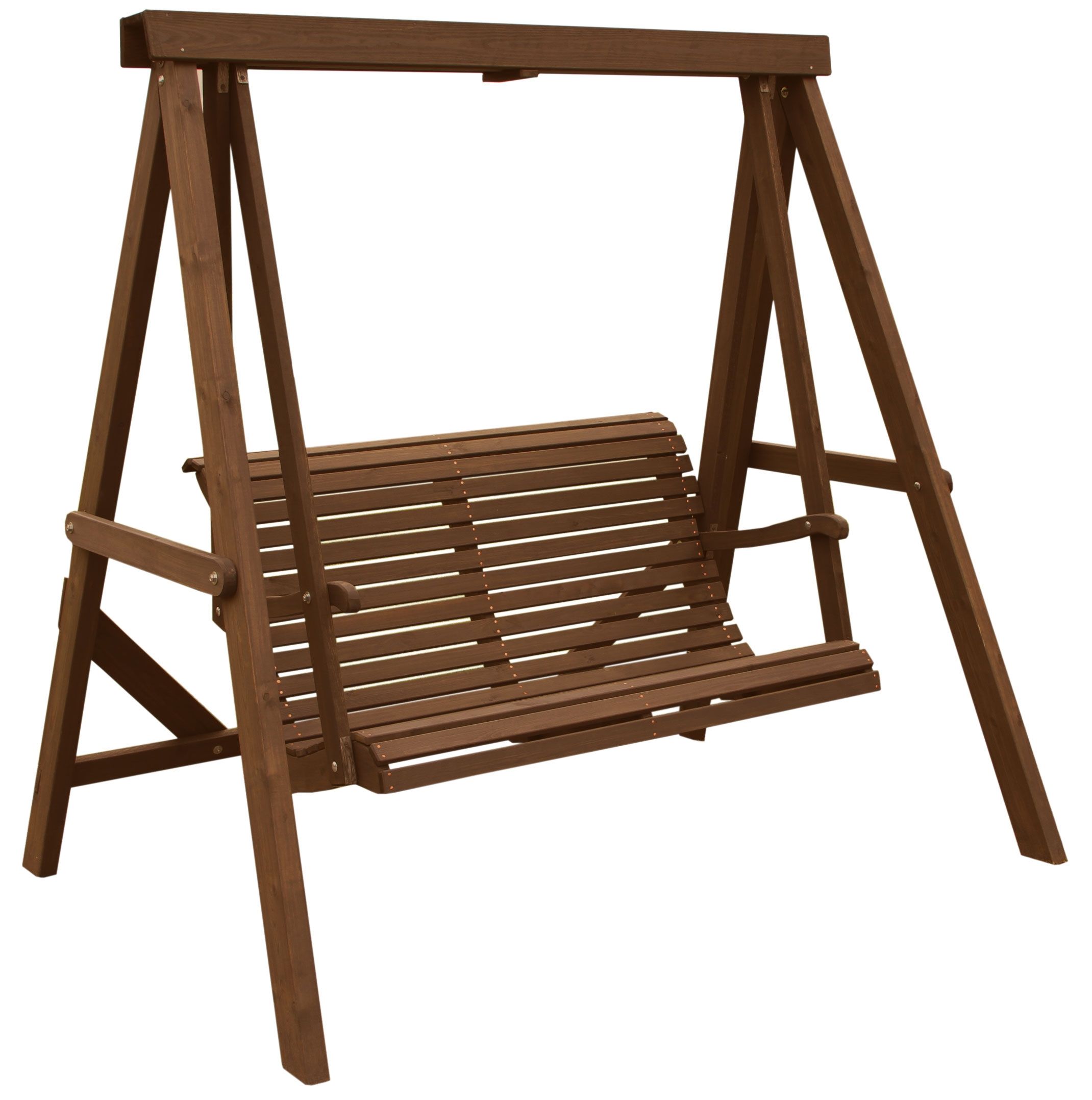 Grön puutarhakeinu puinen, tummanruskea