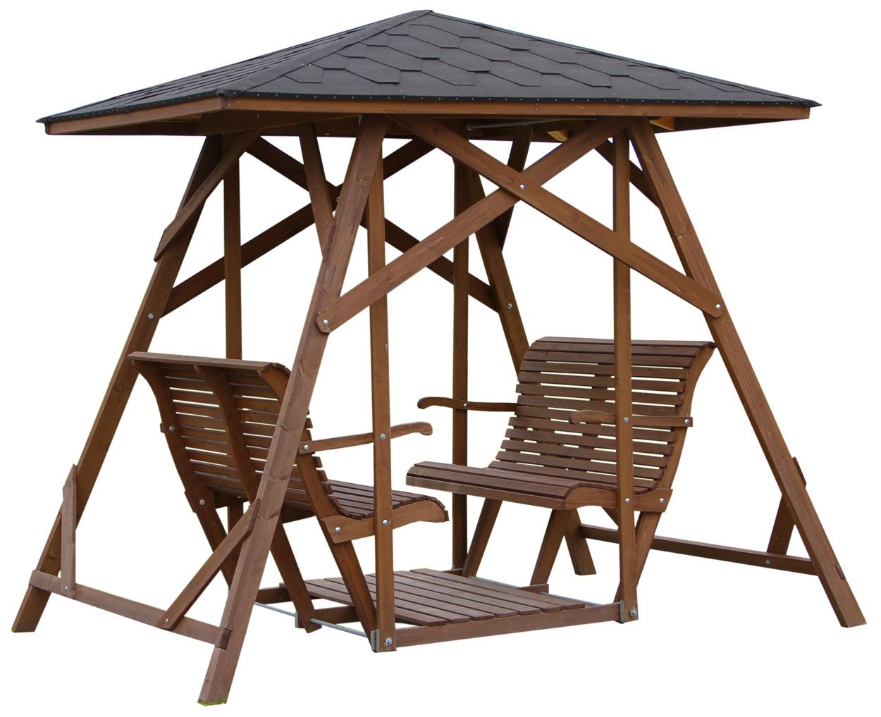 Grön puutarhakeinu vastakkain istuttava, kelonharmaa, katolla